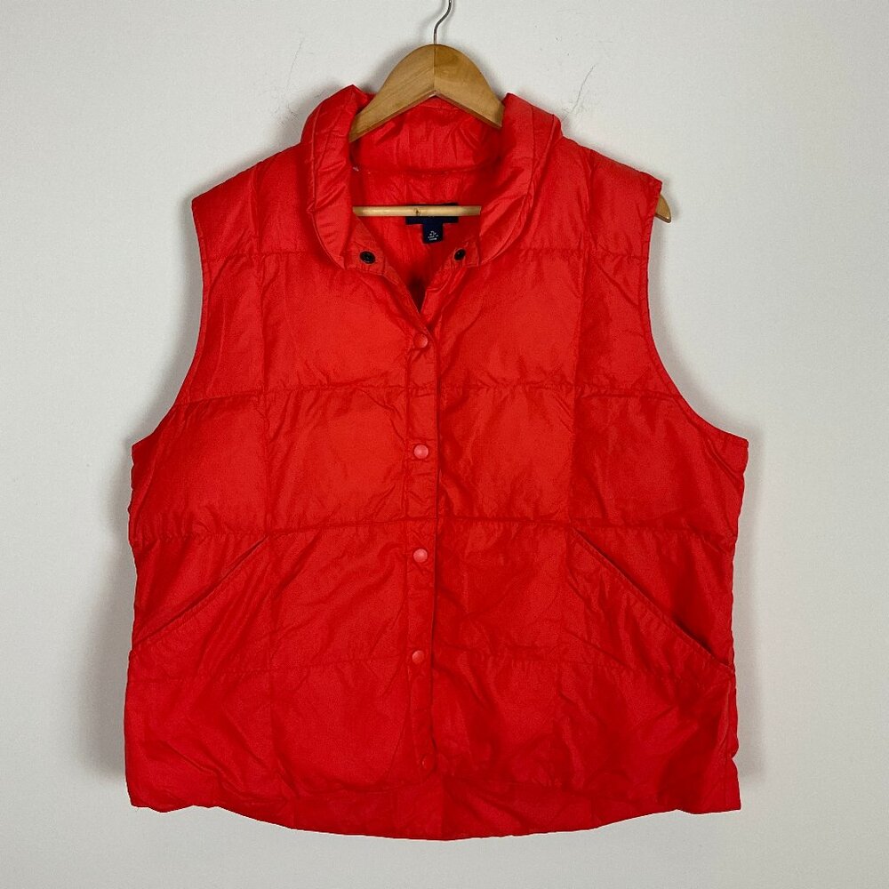 Lands' End Bright Red Quilted Puffer Vest